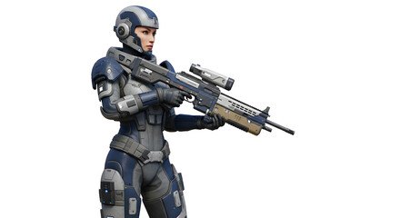 Futuristic Soldier Armed and Ready