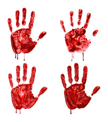 Crimson Handprint Art Rendered with Meticulous Detail Showing Drips, bundle collection, Isolated on Transparent Background