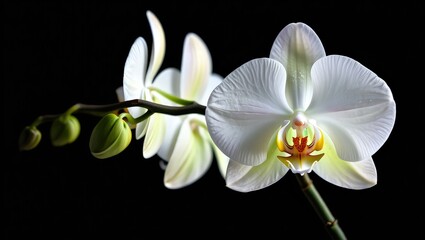 Obraz premium White Orchid Against Dark Background