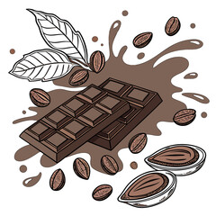 chocolate bar and coffee beans