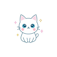 Obraz premium Kawaii Kitten with Sparkly Eyes and Star Sparkle