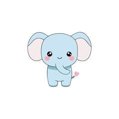 Obraz premium Cute Kawaii Elephant Baby with Blushing Cheeks