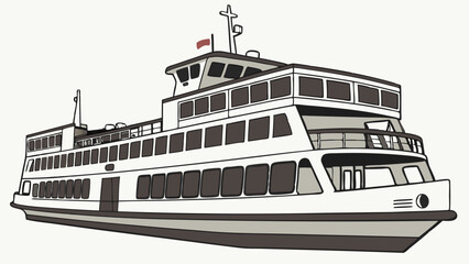 Obraz premium Detailed Illustration of a Passenger Ferry