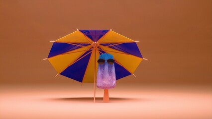 Obraz premium Cool Popsicle Wearing Sunglasses Under a Beach Umbrella