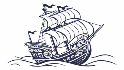 Naklejka premium Ornate Vintage Sailing Ship Illustration