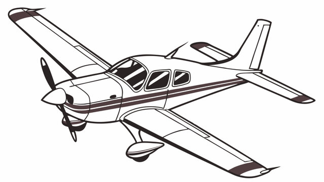 Detailed Line Drawing of a Light Aircraft