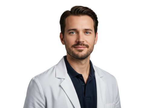 Portrait of a Confident Male Doctor in a White Coat