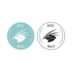 Rice Milk Label Icon Vector Design.