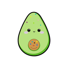 Cute Kawaii Avocado with Joyful Face and Sprinkles