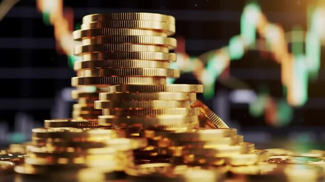 Gold money bag with stacked coins isolated. money and coins. gold coins and dollar