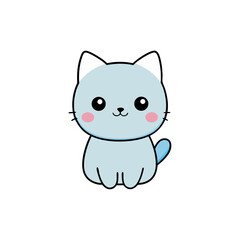 Obraz premium Cute Kawaii Kitten with Blushing Cheeks