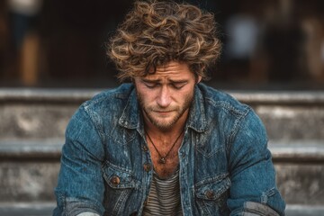 A young man in distress clutching his chest, showing signs of panic or hyperventilation. No other elements visible in the image.