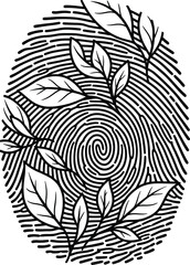 Black and White Fingerprint Swirl Botanical Leaves