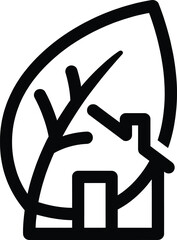 Black House Icon Underneath Large Leaf Symbol vector