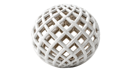 White Ceramic Sphere with Intricate Lattice Design