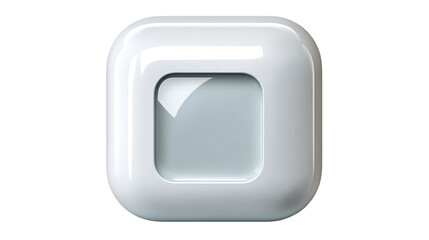 White Rounded Square Button with Glossy Finish and Recessed Center