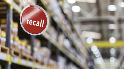 Red warning label on packaged product with bold text, symbolizing safety alert and consumer protection, product recall,product hazard caution sign for commercial goods