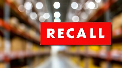 Red warning label on packaged product with bold text, symbolizing safety alert and consumer protection, product recall,product hazard caution sign for commercial goods