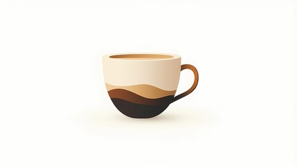 Obraz premium Minimalist Coffee Cup Icon — Clean Geometric Lines in Soft Beige and Brown Palette
