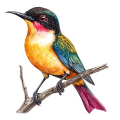 watercolor vector of Sunbird Close Up, isolated on a white background.