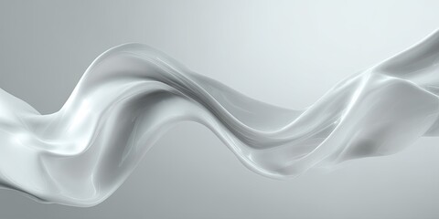 Smooth, flowing, light gray fabric folds against a light background