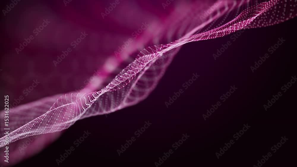 Poster romantic video animation with particle wave object in slow motion, 4096x2304 loop 4k