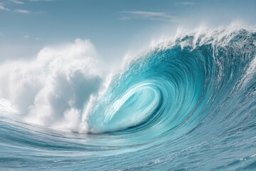 Powerful ocean wave cresting
