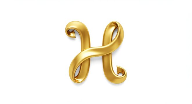Golden ornate letter h design element