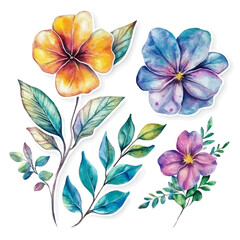 Stickers, watercolor painting vector, isolated on a white background.