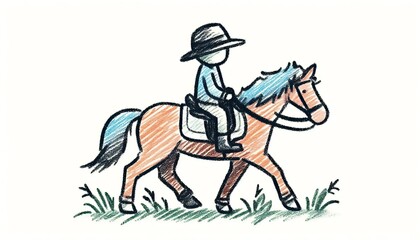 Obraz premium Child riding a pony with a hat while enjoying the outdoors 