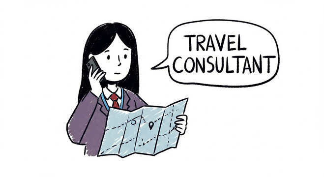 Young woman consulting travel plans while on the phone with a map  