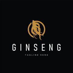 Ginseng logo design concept of natural herbal plant logo from nature with ginseng silhouette as symbol illustration template