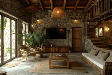 Comfortable interior of cave homestay hotels