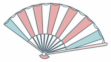 Stylized Hand Fan with Pink White and Blue Stripes
