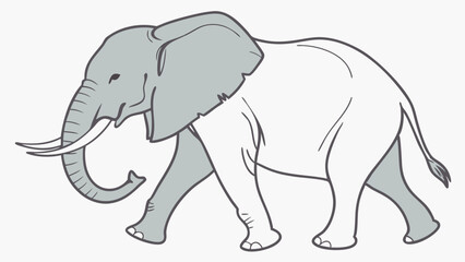 Fototapeta premium Walking Elephant Illustration with Gray Accents and Transparent Background