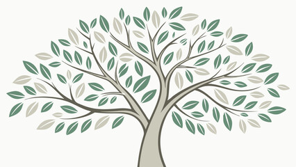 Fototapeta premium Stylized Tree Illustration with Green and Beige Leaves