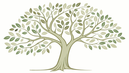 Obraz premium Elegant Stylized Tree with Shades of Green Leaves