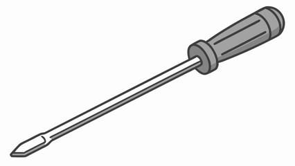 Longhandled Screwdriver with Grey Plastic Grip