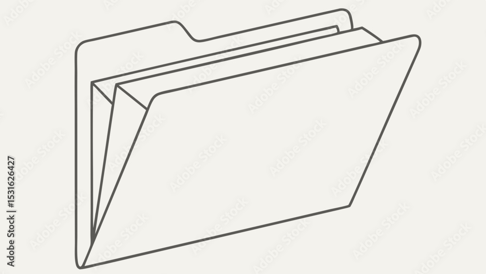 Poster outline illustration of a file folder with documents inside