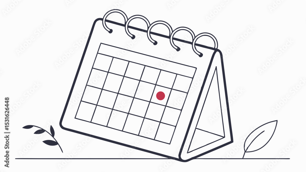 Poster Simple Desk Calendar with Marked Date and Minimalist Design