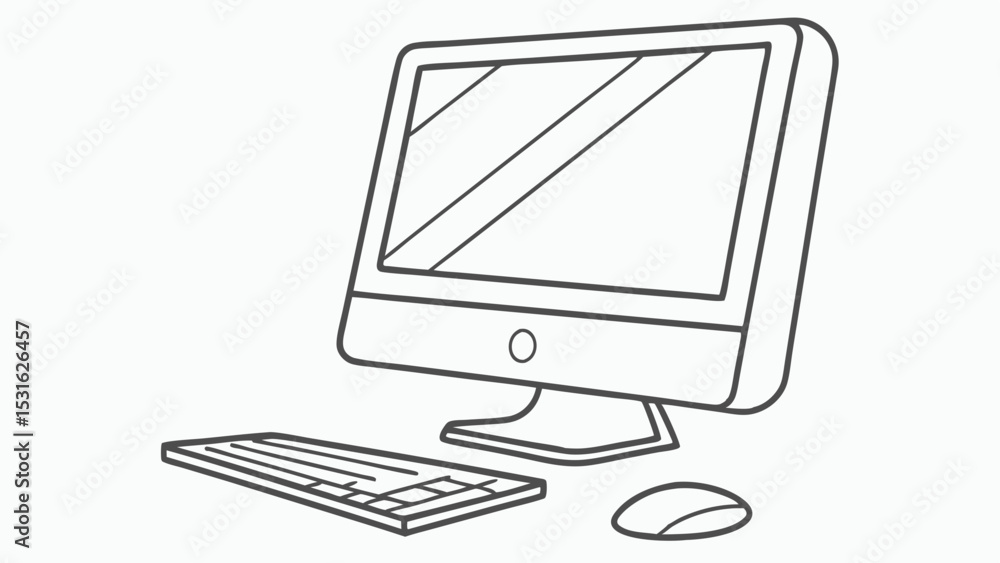 Poster outline of a desktop computer keyboard and mouse