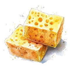 watercolor vector of Sponges, isolated on a white background.