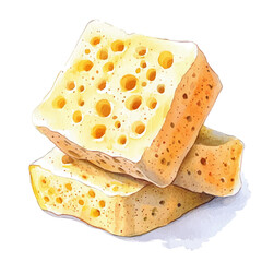 Sponges, watercolor clipart vector, isolated on a white background.