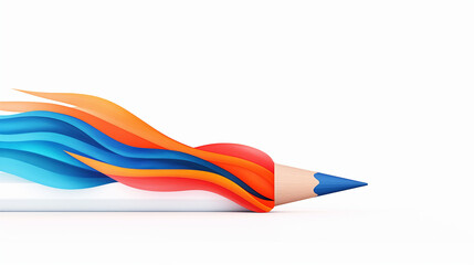 Pencil Transforms Into Rocket in Colorful Watercolor Illustration Showcasing Creativity and Imagination in Unique Design