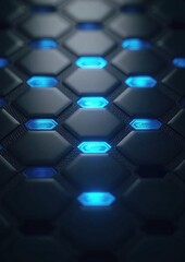 Minimalist hexagonal matte pattern with subtle blue energy glow