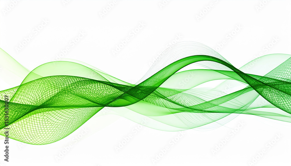 Poster vibrant green wave flows gracefully, showcasing network of interconnected points that form intricate