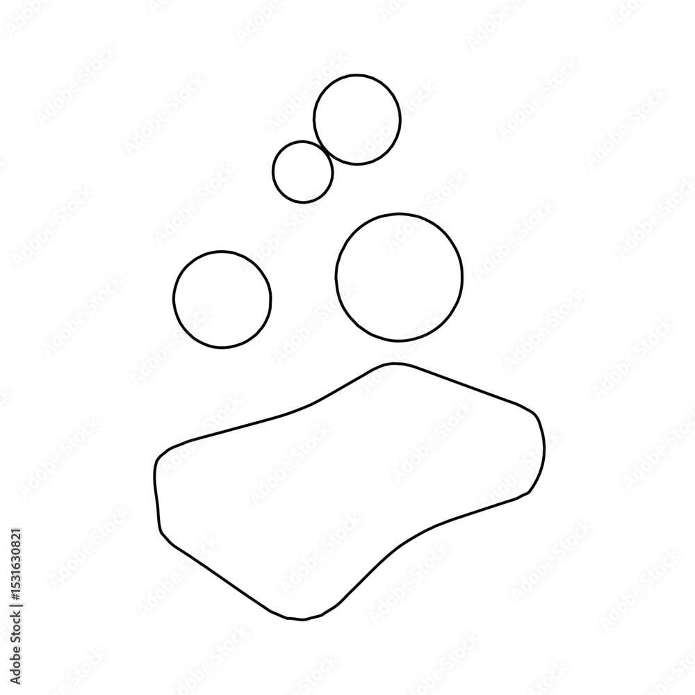 Poster the outline of a large soap symbol is made with black lines. 3d view of the object in perspective. v