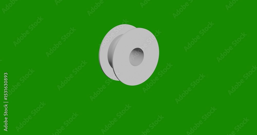 Poster isolated realistic white 3d printing filament symbol front view with shadow. 3d illustration on gree