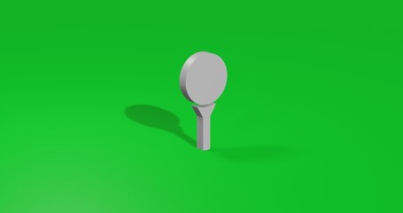 Isolated realistic white golf symbol front view with shadow. 3d illustration on green chroma key background