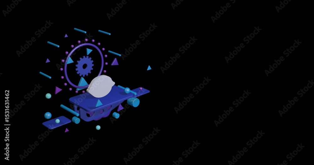 Poster white lemon symbol on a pedestal of abstract geometric shapes floating in the air. abstract concept 